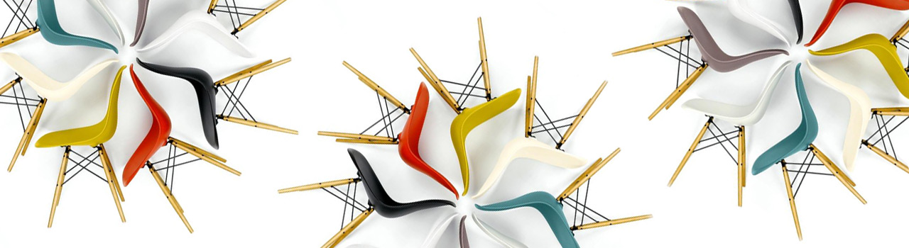 imagen de sillas de Eames formando una flor